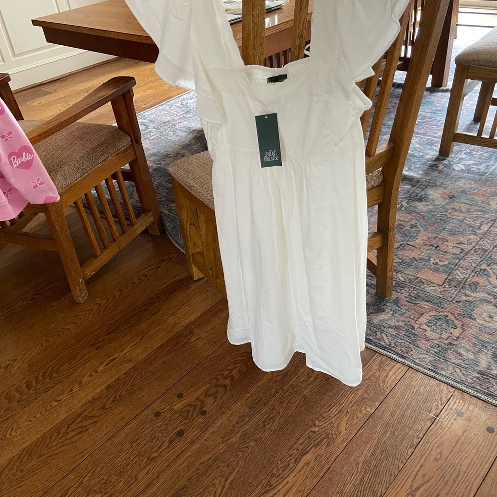 Wild Fable White Sleeveless Sundress with Square Neck